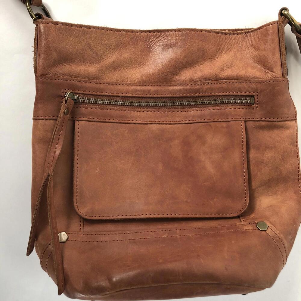 C&C California Crossbody Bag Tan Genuine Leather Slouchy Boho Style Purse